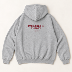 Available in theory hoodie — Heather Grey, back print