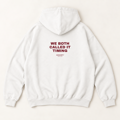 We both called it timing hoodie — White, back print