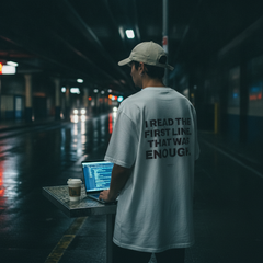 I read the first line. that was enough t-shirt — White, lifestyle photo
