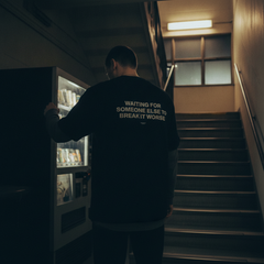 Waiting for someone else to break it worse t-shirt — Black, lifestyle photo
