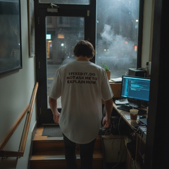 I fixed it. do not ask me to explain how t-shirt — White, lifestyle photo