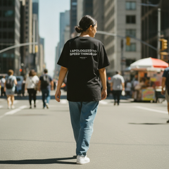 I apologized to speed things up t-shirt — Black, lifestyle photo